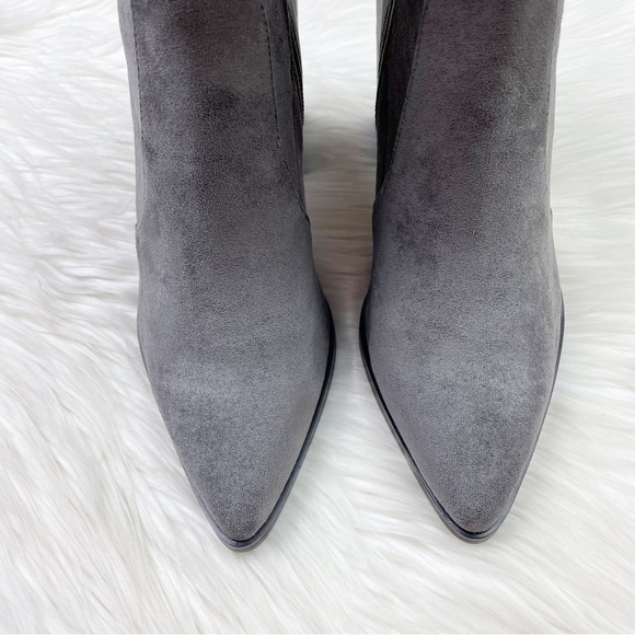 New Steven New York by Steve Madden Taite Pointed Toe Booties in Gray Faux Suede - Picture 5 of 11